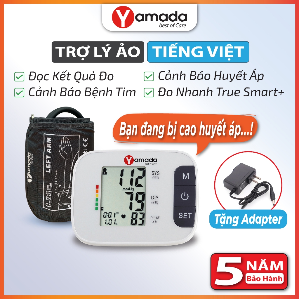 Máy đo huyết áp điện tử Yamada 1358 – Trợ lý ảo giọng nói Tiếng Việt thông minh