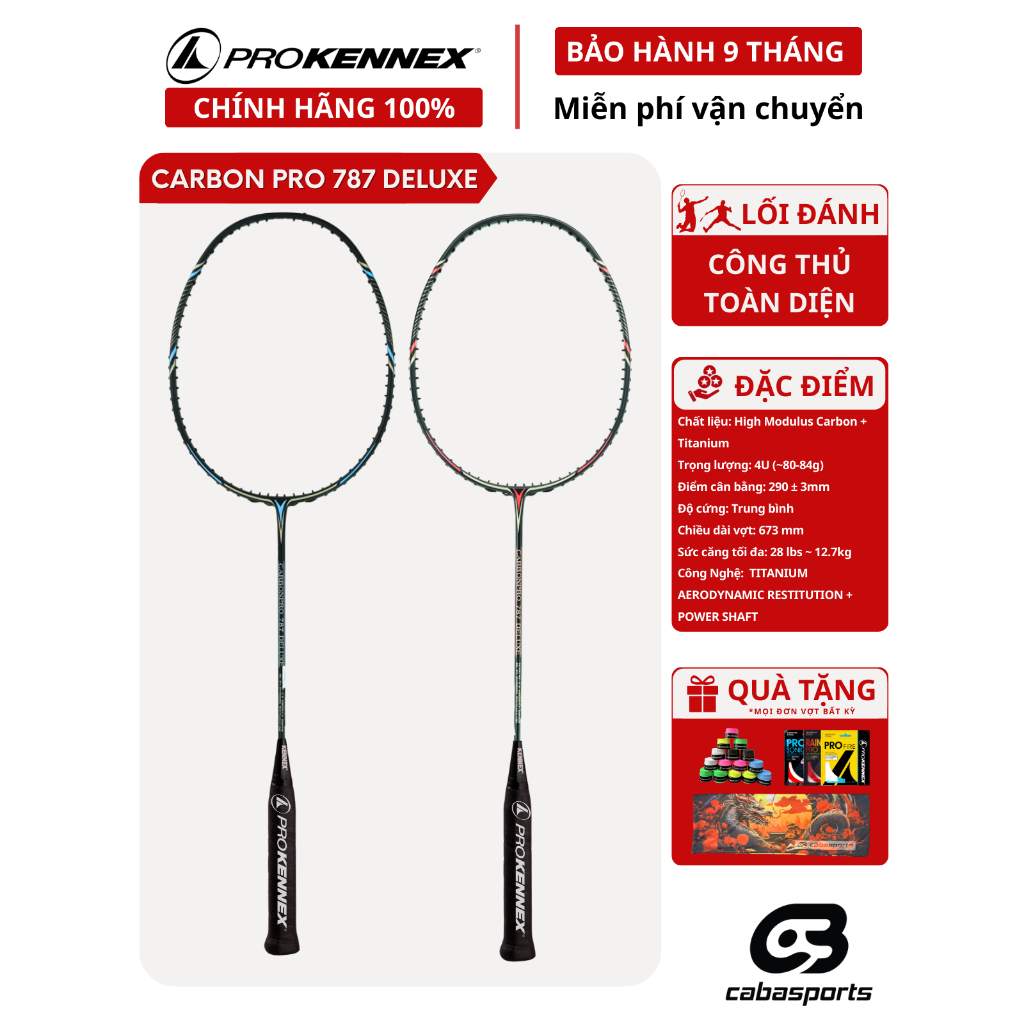 Vợt cầu lông ProKennex Carbon Pro 787 Deluxe đã đan dây 10.5kg Bảo hành 9 tháng