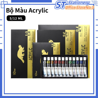 Bộ Màu Nước  Acrylic Cao Cấp - 12/18/24/36 Màu, Màu Sắc Tươi Sáng, Phù Hợp Cho Học Sinh Vẽ Và Tô Màu