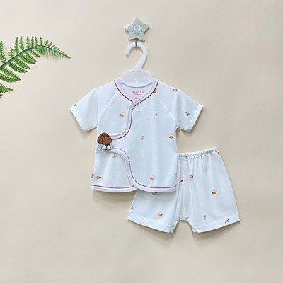 Bộ sơ sinh ngắn Bamboo đính handmade 1820
