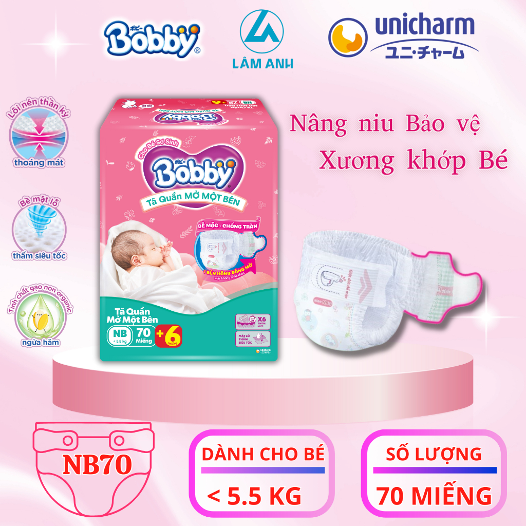 [Tã cho bé] tã quần mở 1 bên Bobby size NB và S