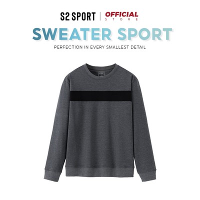 Áo nỉ nam cổ tròn S2 SPORT áo sweater thu đông kẻ ngang cổ tròn cotton USA co giãn giữ ấm tốt - AN04