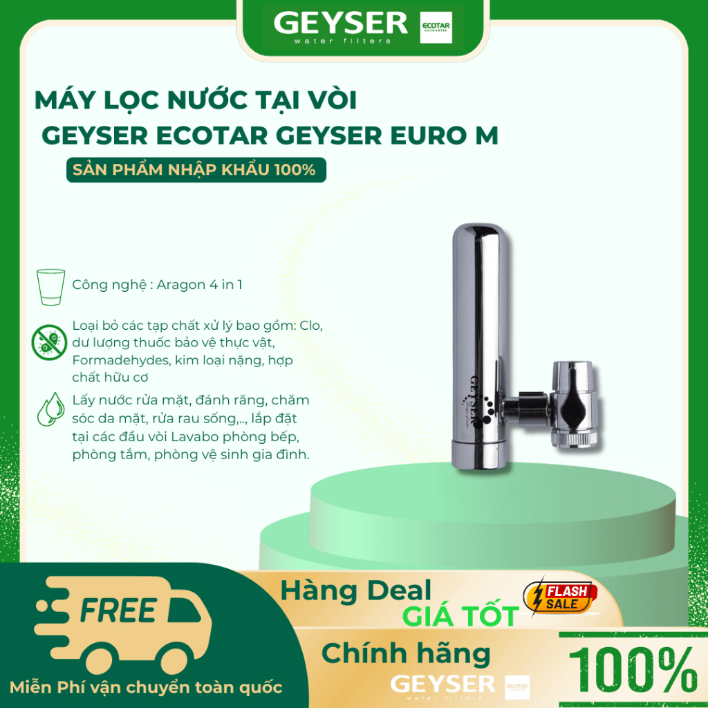 Máy Lọc Nước Tại Vòi Geyser Ecotar Geyser Euro M - Hàng Chính Hãng Geyser Việt Nam