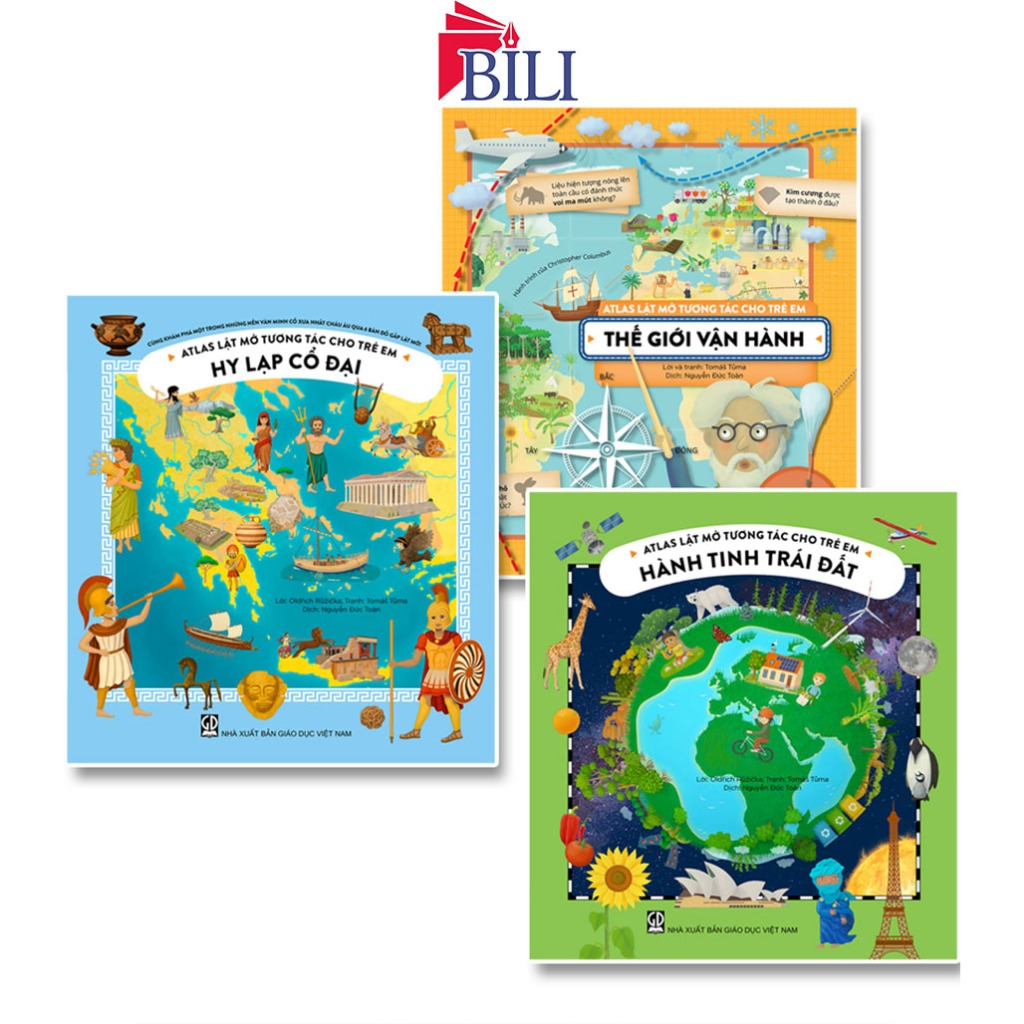 Bộ sách Atlas lật mở tương tác cho trẻ em ( Cả bộ 3 cuốn )