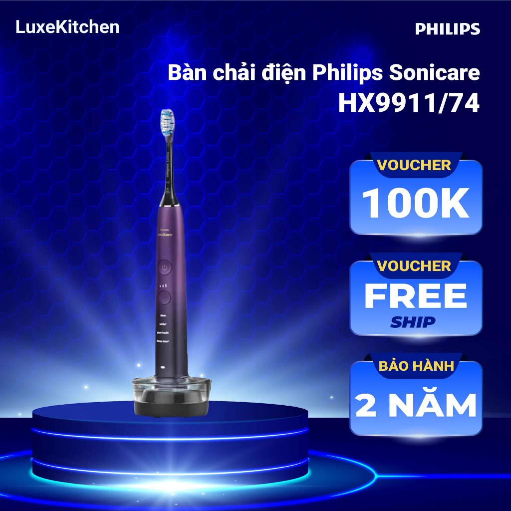 Bàn Chải Điện PHILIPS Sonicare DiamondClean HX9911/74, Bảo Hành 2 Năm, Hàng Chính Hãng