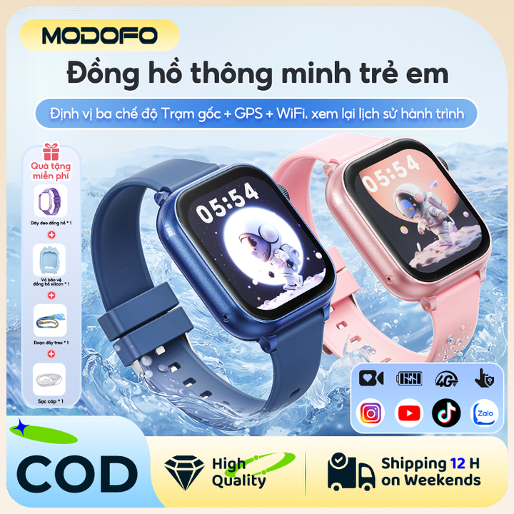 KIUMO Đồng Hồ Thông Minh Trẻ Em Chống Nước Màn Hình Cảm Ứng IPS HD GPS Camera Kép T53