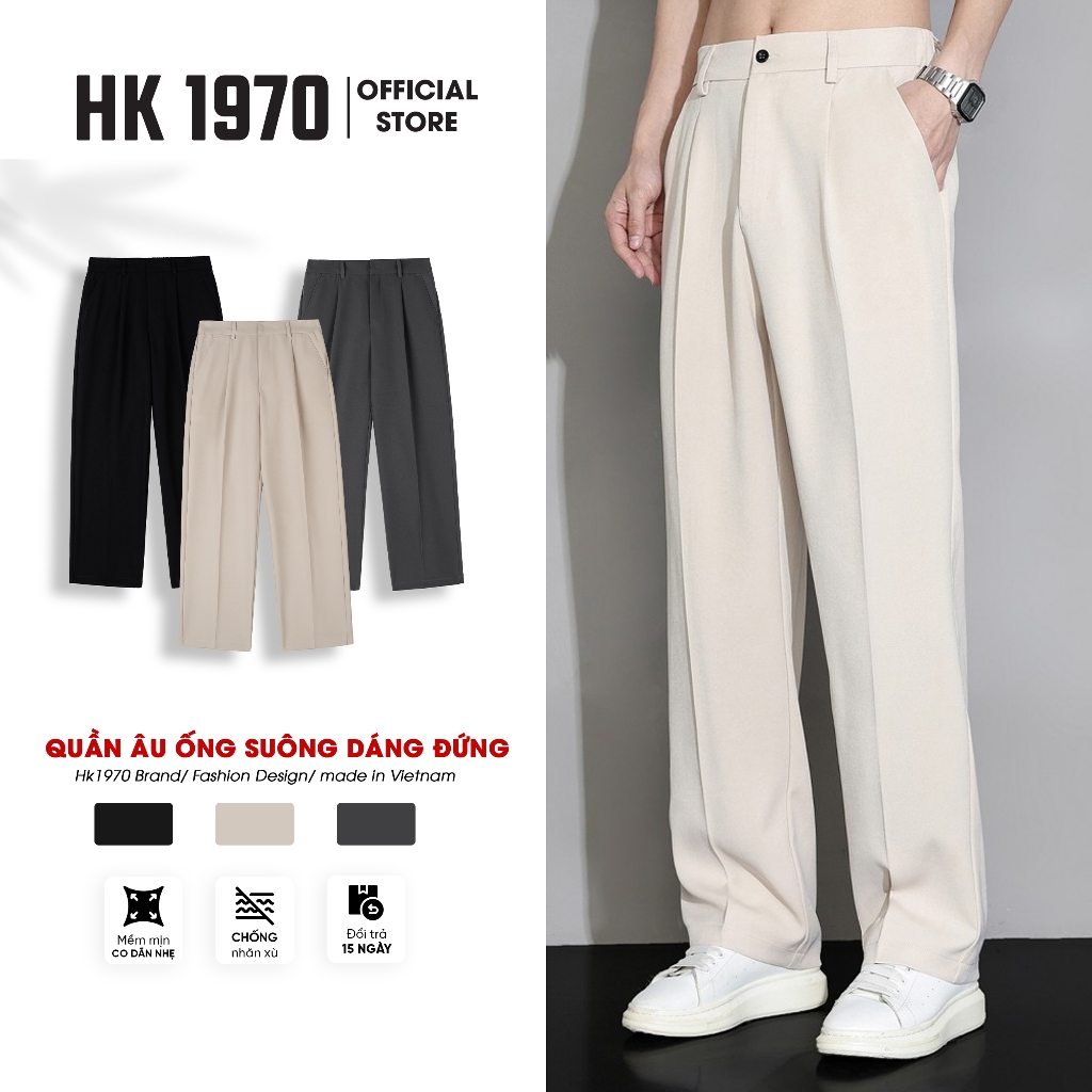 Quần Tây Nam Ống Suông Cạp Chun Sau, Quần Âu Nam Hách Dáng Vải Cotton Hàn Co Dãn Nhẹ Thoáng Khí Q087