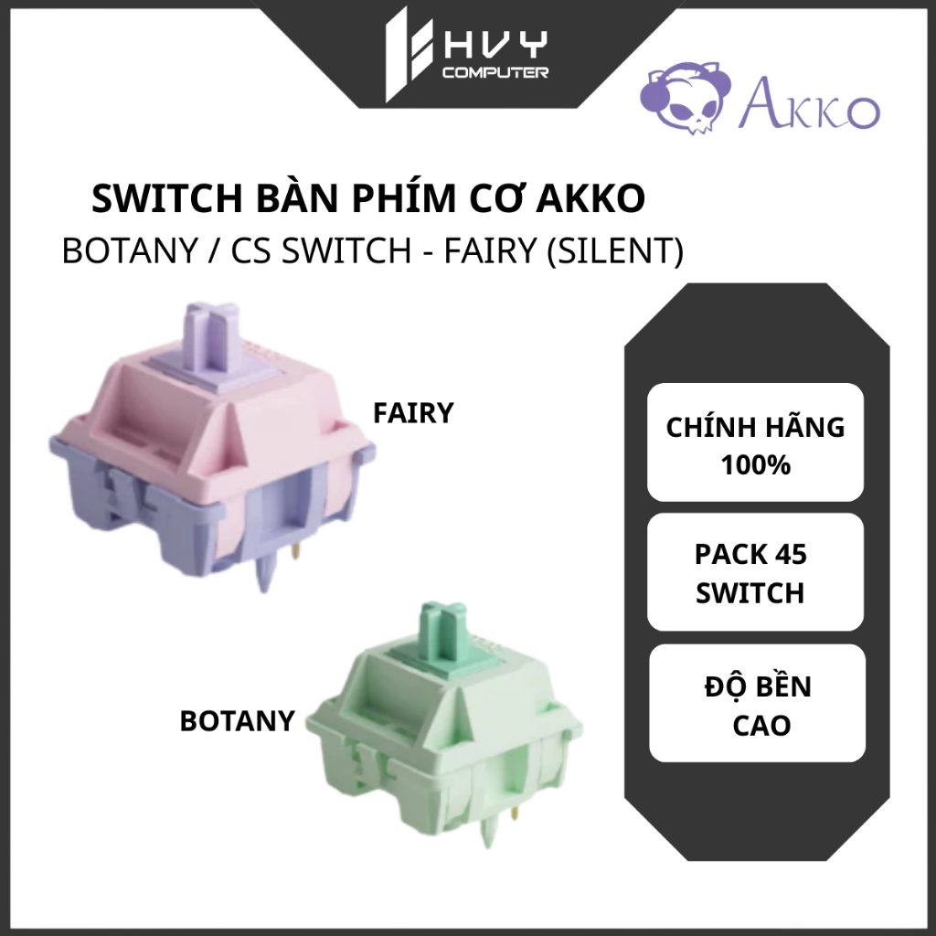 Switch bàn phím cơ AKKO Botany / CS Switch - Fairy (Silent)  (Pack 45 switch) - Chính hãng