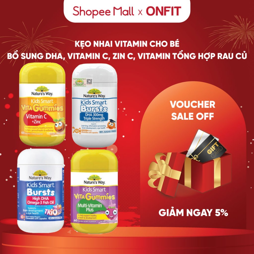 Kẹo Dẻo Bổ Sung Vitamin Cho Bé Nature's Way Kids Smart Vita Gummies (60 Viên) ONFIT