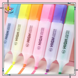 Bút Highlight Đánh Dấu 6 Màu Dạng Dẹp - Mực Bền Màu, Đầu Rộng Khô Nhanh,-Quà Tết
