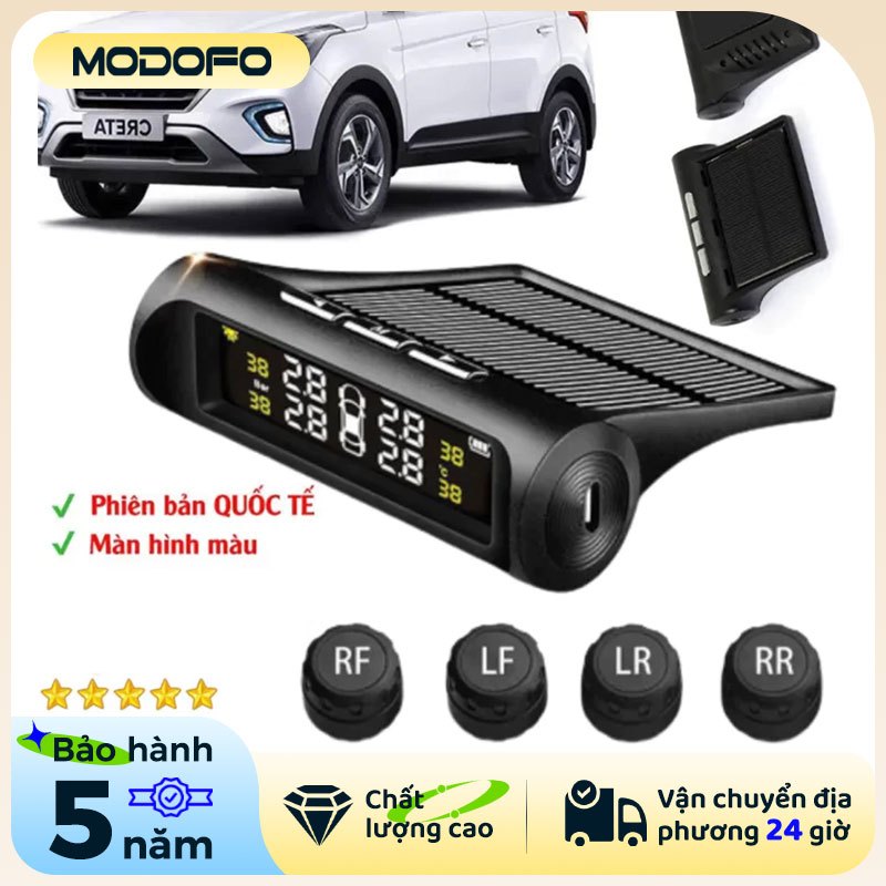 Cảm Biến Áp Suất Lốp Ô Tô - Dùng Pin Năng Lượng Mặt Trời, Cảnh Báo Giọng Nói Tiếng Việt Bảo Hành 24 Tháng