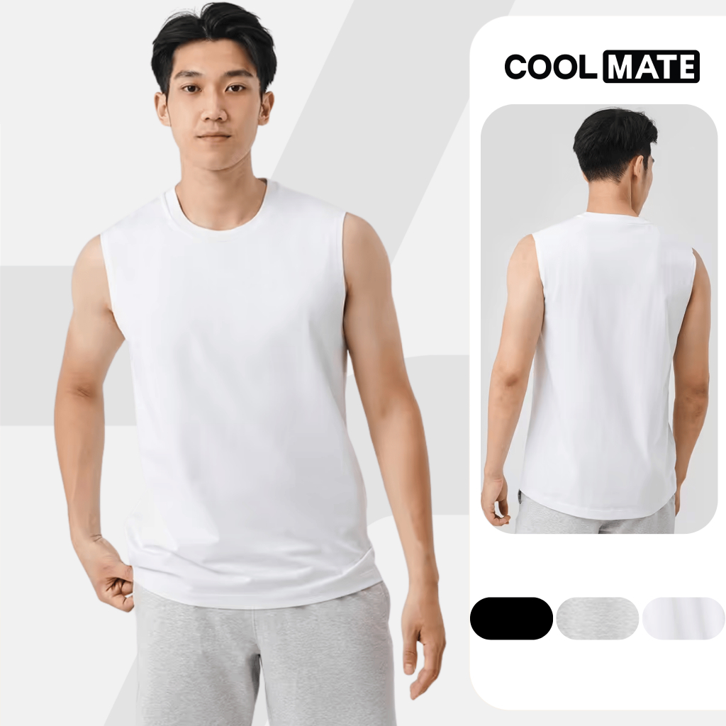 Áo ba lỗ nam sát nách cotton compact logo Coolmate