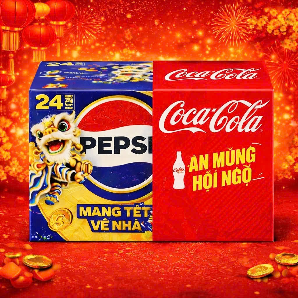 [HOẢ TỐC HCM]: COMBO 1 Thùng gồm 12 lon Pepsi + 12 Lon Coca Cola (24 lon 320ml)