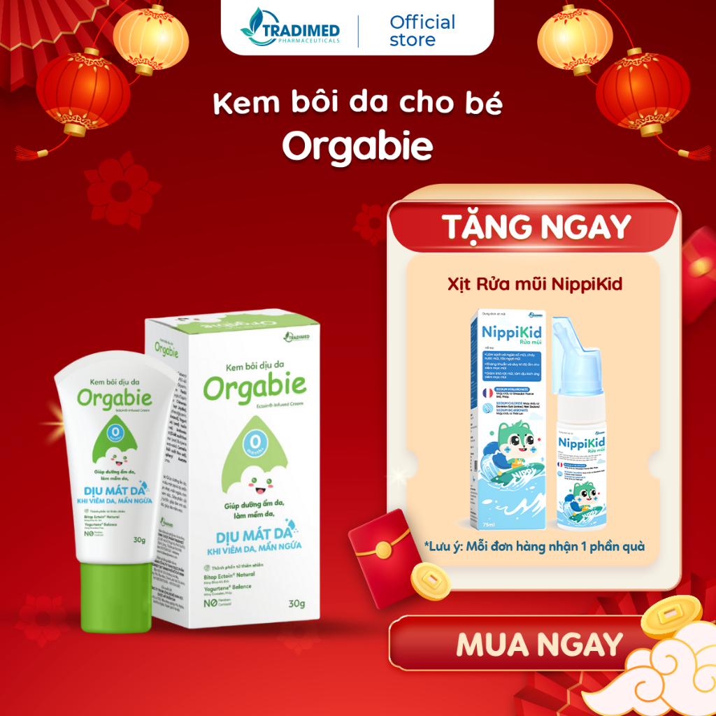 Kem Bôi Da Cho Bé Orgabie, Dưỡng Ẩm Mềm Mịn, Ngăn Ngừa Viêm Ngứa, Giảm Hăm Cho Bé