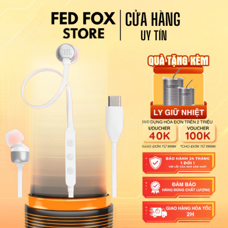 Tai Nghe JBL TUNE 310C Loại Cáp Type-C, Có Mic Và Điều Khiển Dây, Chất Lượng Cao