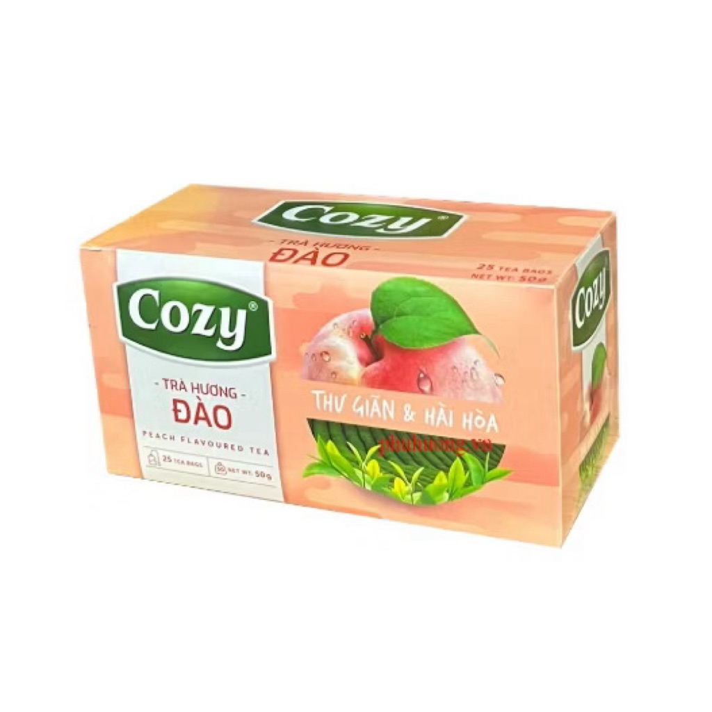 Trà Cozy hương đào, trà Cozy gừng hộp 25 gói