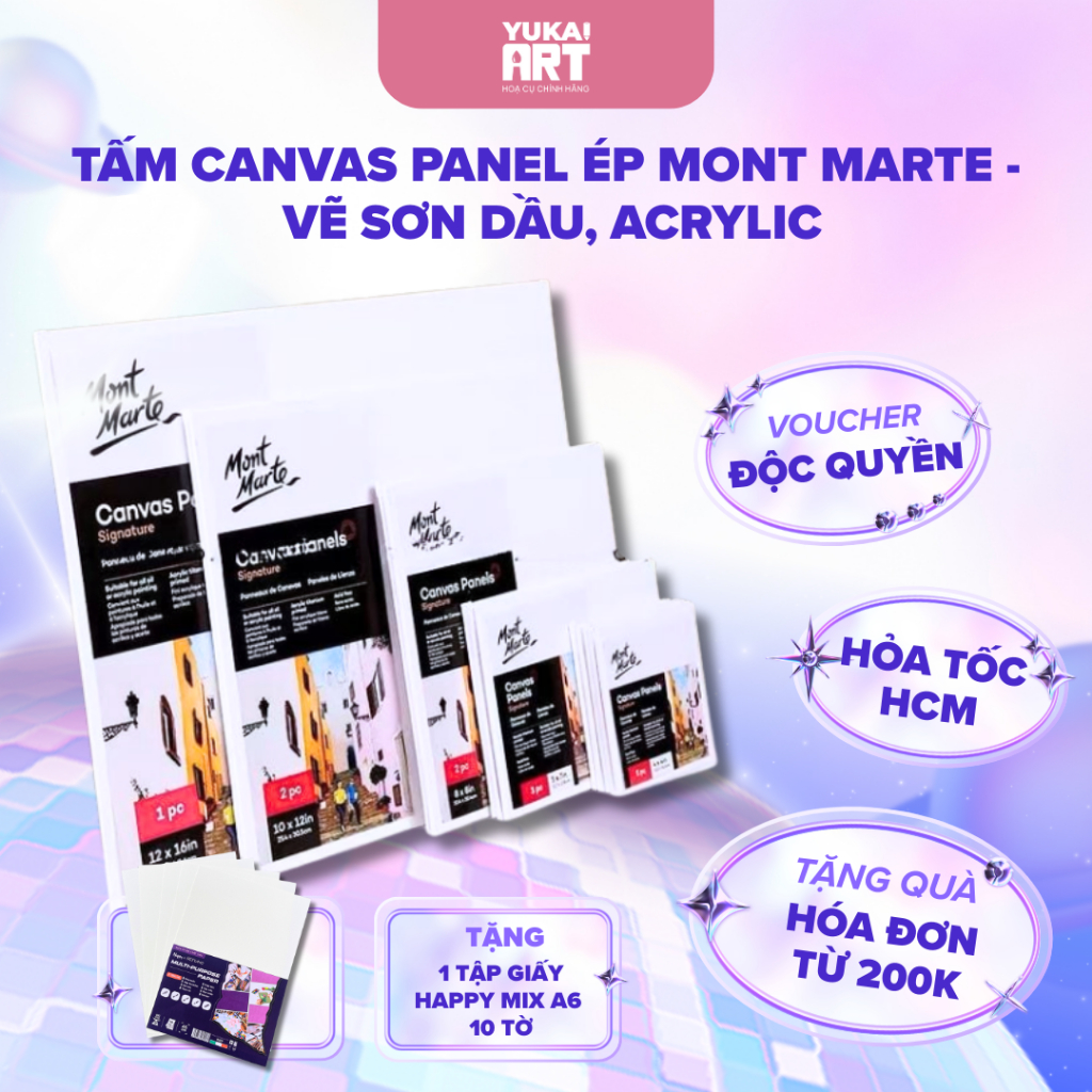 [Hỏa tốc HCM] Tấm Canvas Panel Ép Mont Marte - Vẽ Sơn Dầu, Acrylic
