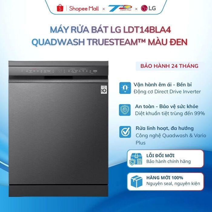 Máy rửa bát LG LDT14BLA4 Quadwash TrueSteam™ màu đen kết nối wifi-Lđặt nội thành HN và quanh LB
