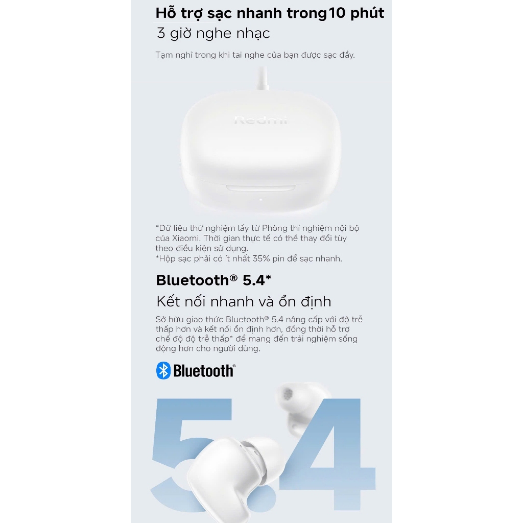 Tai nghe Bluetooth Redmi Buds 6 Play Xiaomi - Giảm tiếng ồn bằng AI - Thời lượng pin lên tới 36 giờ - Siêu nhẹ 3,6g | BigBuy360 - bigbuy360.vn