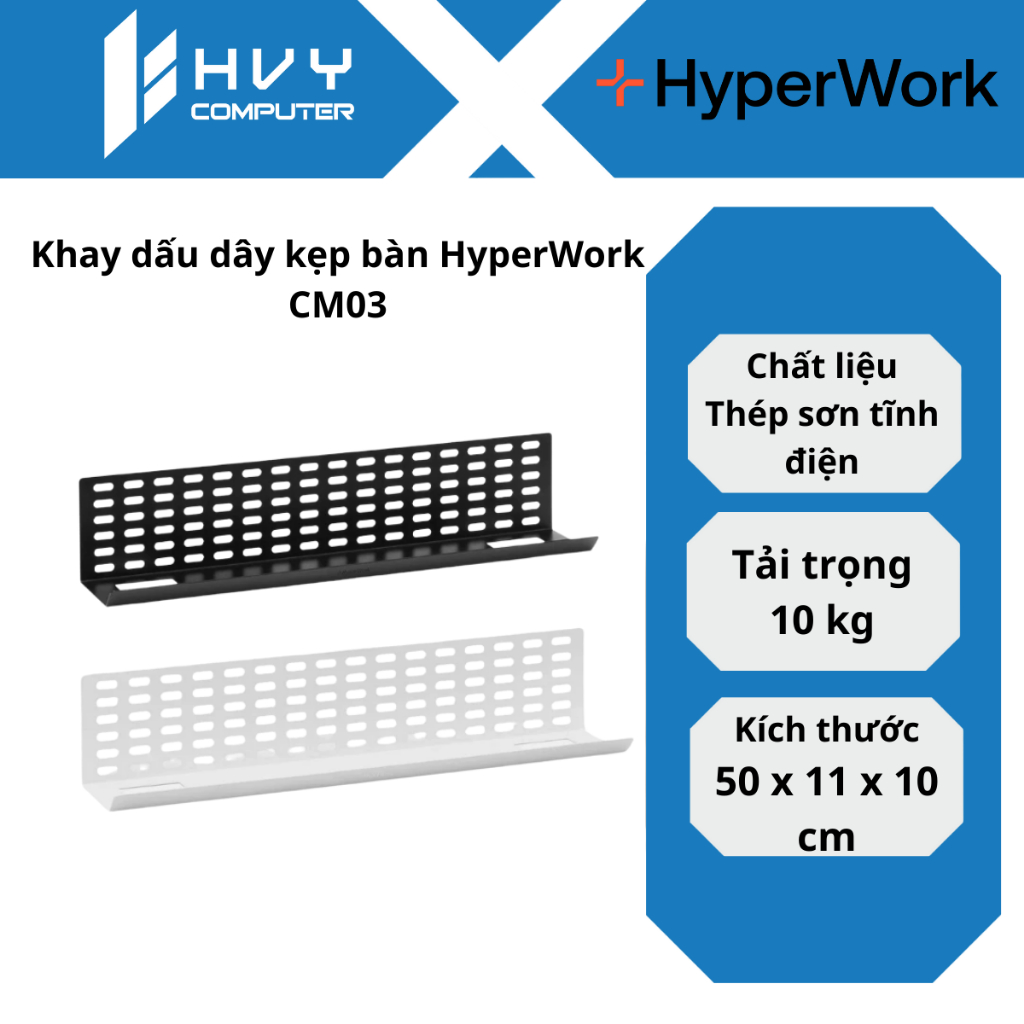 Khay dấu dây kẹp bàn HyperWork CM03 - Hàng Chính Hãng