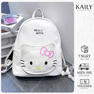 Balo đi học , Balo PETOFQ Hello Kitty, chúng Ba lô du lịch sức chứa lớn PU Đựng Vừa A4 to 40 cm {Ngăn nhỏ mèo)