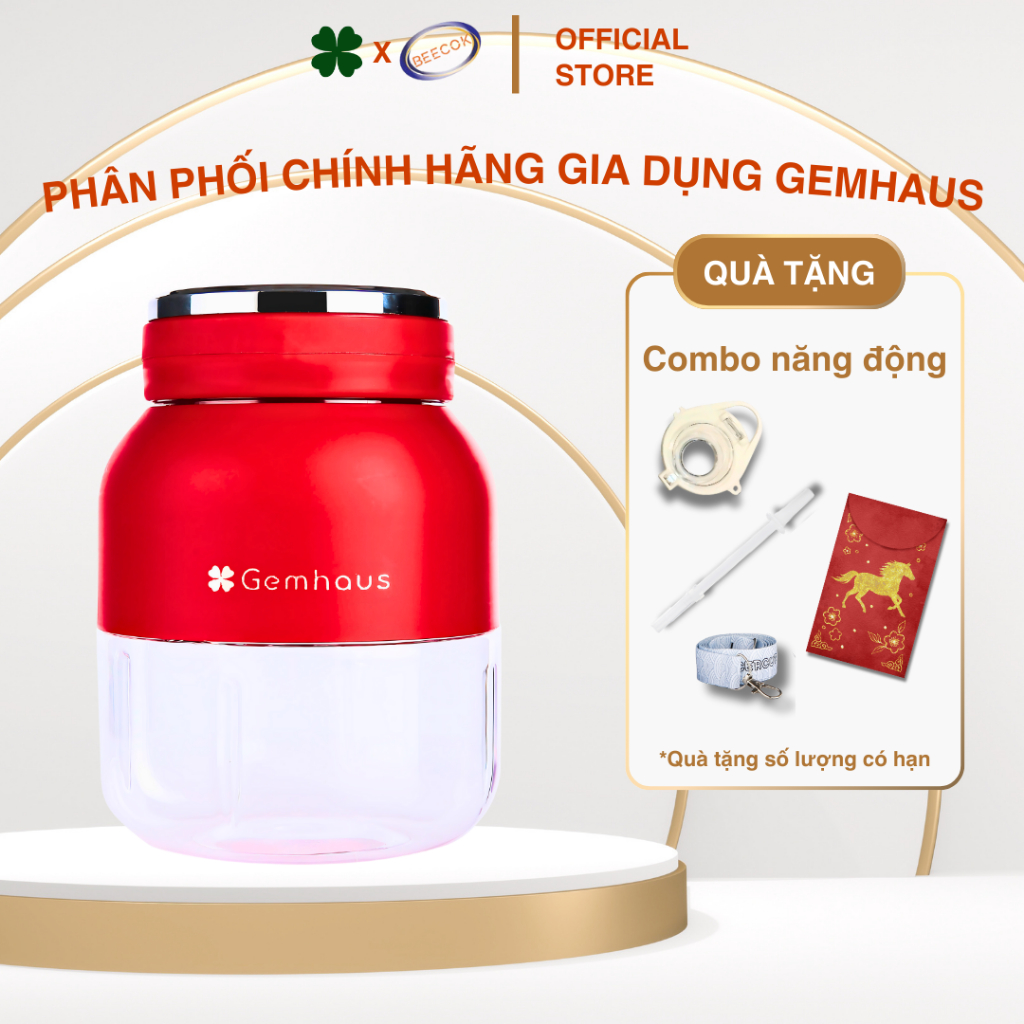 [HỎA TỐC]Máy xay sinh tố mini Gemhaus Gh880 dùng pin sạc, dung tích đựng nước 500ml-Nhỏ gọn có kèm d