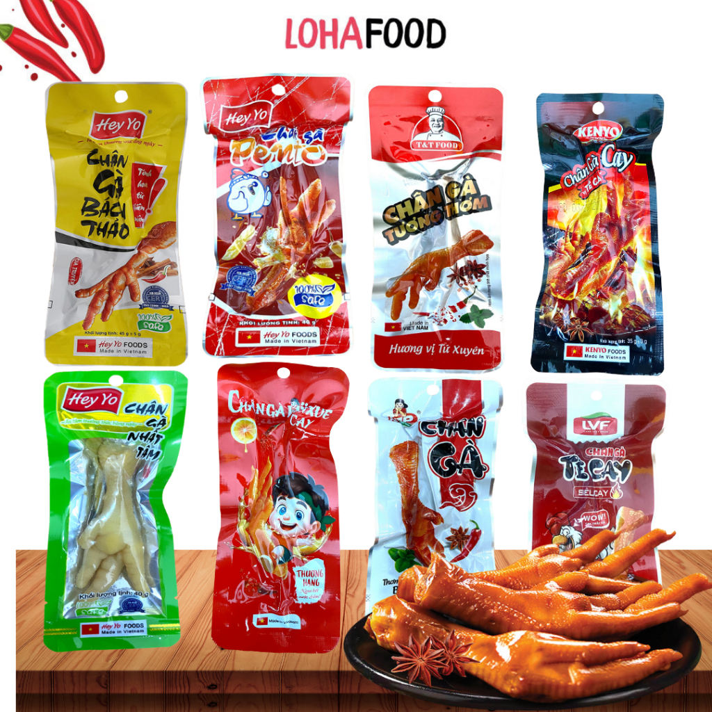 Combo MIX 10 cái chân gà Cay các loại Tapfood Tê Cay Làng Việt Bách Thảo Tương Thơm Ớt cay Mixue Tứ 