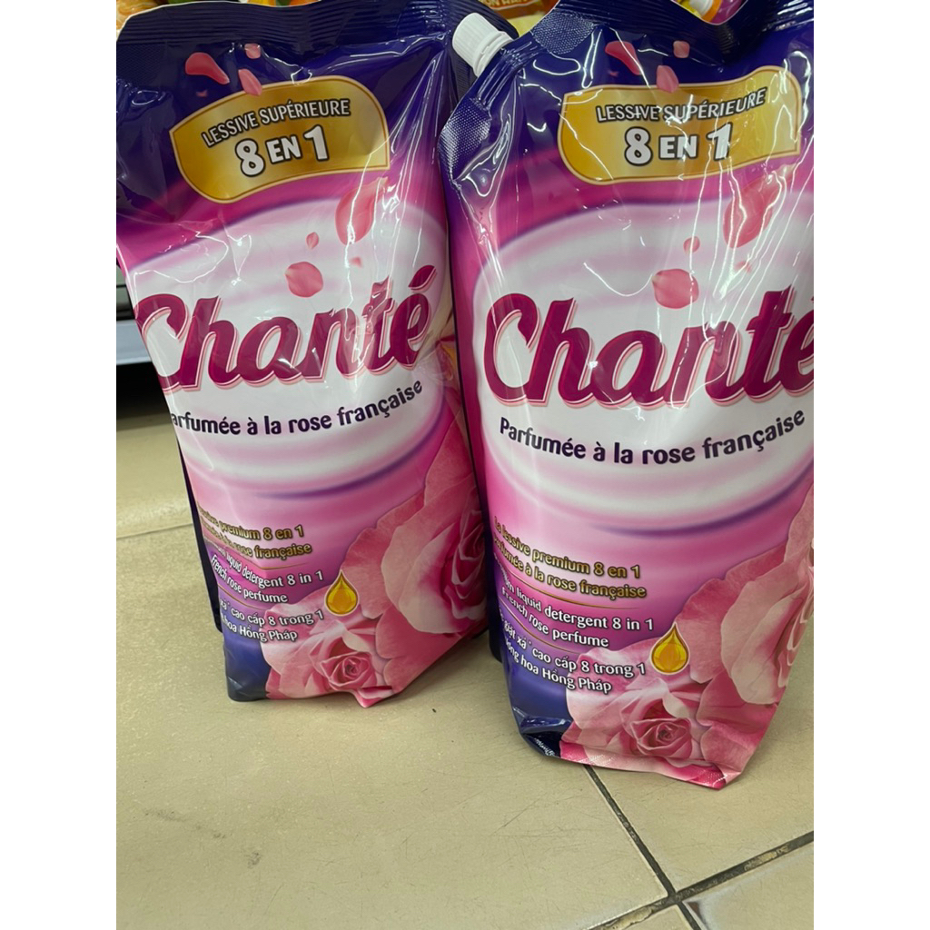 Combo 2 Túi Nước Giặt Xả Chanté Cao Cấp 8 Trong 1# Hương Hoa Hồng Pháp