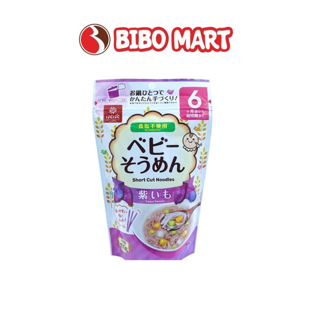 Mì ăn dặm Hakubaku Baby Somen vị khoai lang cho bé từ 6 tháng- Bibomart