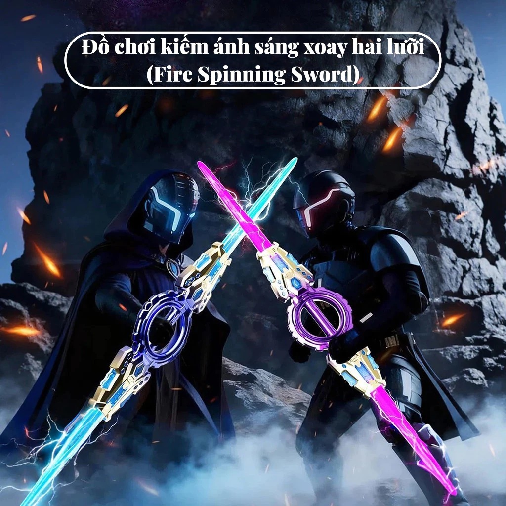 Kiếm Ánh Sáng Đôi Phát Sáng LED 7 Màu – Kiếm Xoay 360 Độ Có Âm Thanh – Kiếm LED Sạc Type-C