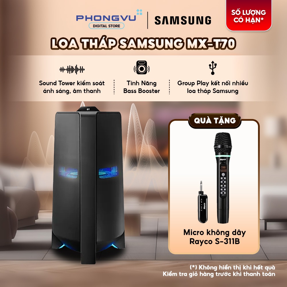[Tặng 1 micro] Loa Tháp Samsung MX-T70 - Chính hãng Samsung Việt Nam - Bảo hành 12 tháng