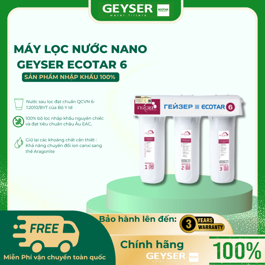 Máy Lọc Nước Ion Canxi Geyser Ecotar 6 - Hàng Chính Hãng Geyser Việt Nam