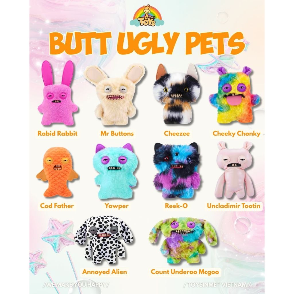 [ TOYS IN ME x FUGGLER ] Zuru Toys Fuggler Butt Ugly Pets 9 Inch -  Đồ Chơi Gấu Bông Sưu Tầm