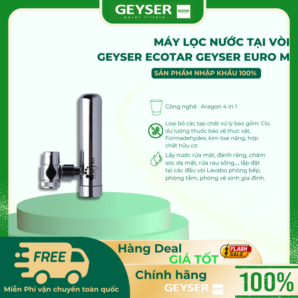 Máy Lọc Nước Tại Vòi Geyser Ecotar Geyser Euro M - Hàng Chính Hãng