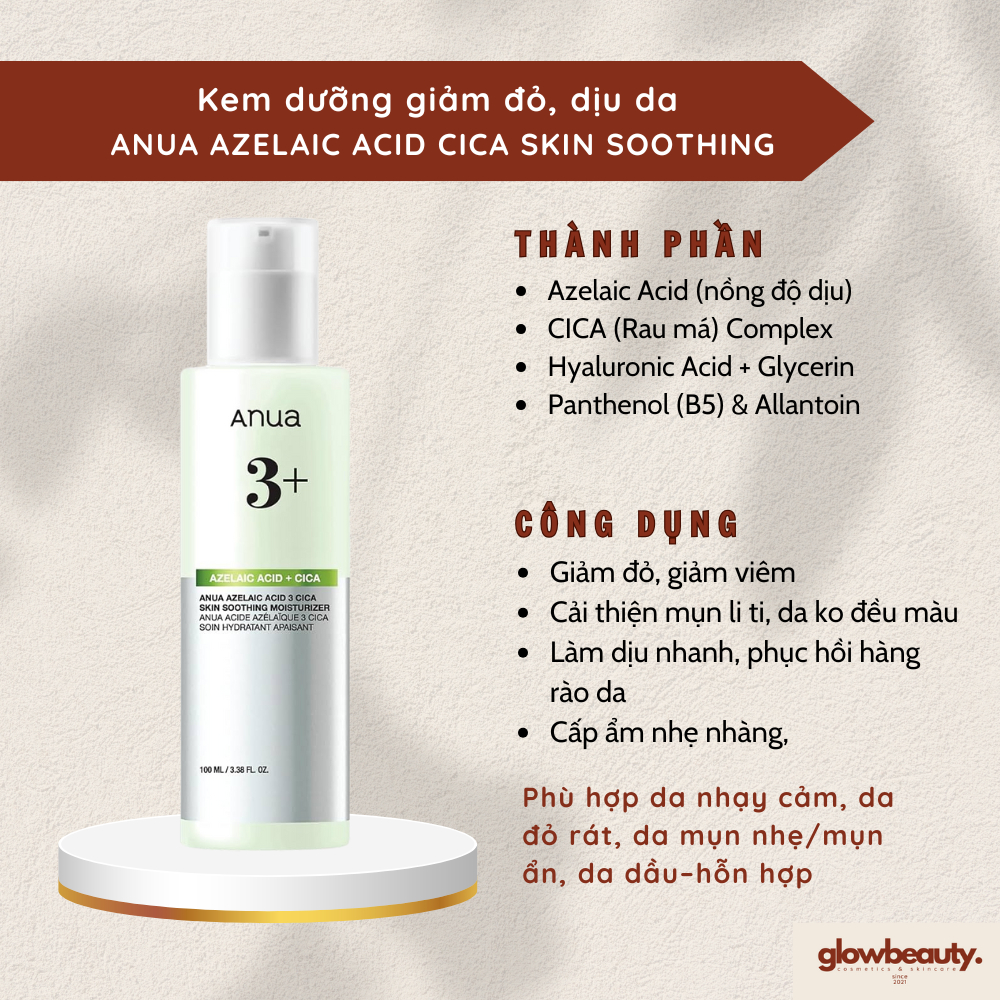 Kem Dưỡng ANUA Azelaic Acid Cica Skin Soothing 100 ml – Giảm Đỏ, Dịu Da & Cấp Ẩm Nhẹ