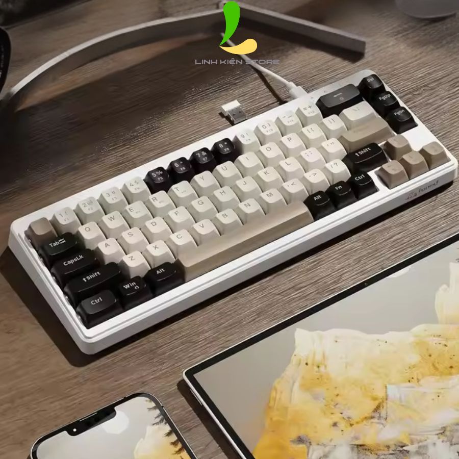 FreeWolf M68 - Bàn Phím Giả Cơ Gaming Không Dây Kết Nối Đa Năng Có Pin Sạc