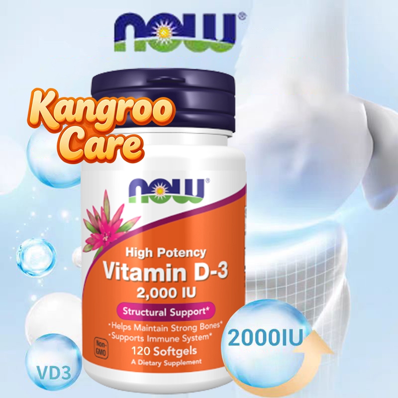 【Nhập khẩu chính hãng từ Mỹ】Viên uống Vitamin D3 Now 2000IU giúp xương chắc khỏe, tăng đề kháng