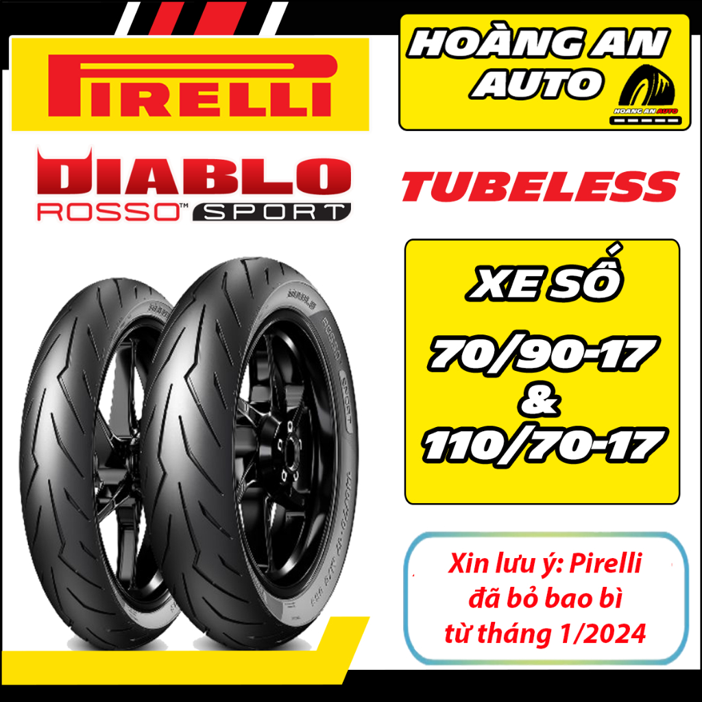 (70/90-17& 110/70-17 - ROSSO SPORT) Vỏ lốp xe Pirelli Rosso Sport cho Exciter và Winner xuống bánh