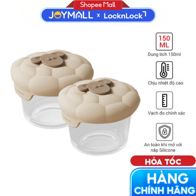 Bộ 2 Hộp Thủy Tinh Ăn Dặm Cho Bé LocknLock LNG058S2IVY 150ml, Hàng Chính Hãng, Có Vạch Chia -JoyMall