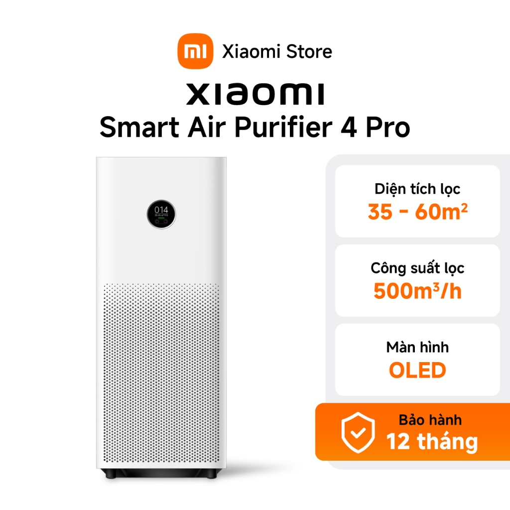 Xiaomi Máy lọc không khí thông minh Smart Air Purifier 4 Pro | Công suất lọc 500m³/h | 35 - 60m² - BH 1 năm chính hãng