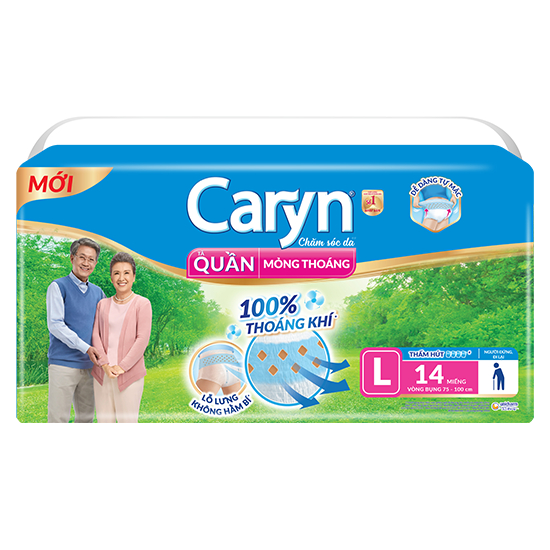 Tã Quần Người Lớn Caryn L14 – Tã Giấy Người Già Diana Unicharm Thấm Hút Tốt, Chống Tràn