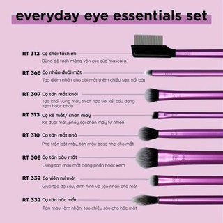 Bộ cọ trang điểm REAL TECHNIQUES Everyday Eye Essentials 01991 8 cây mắt