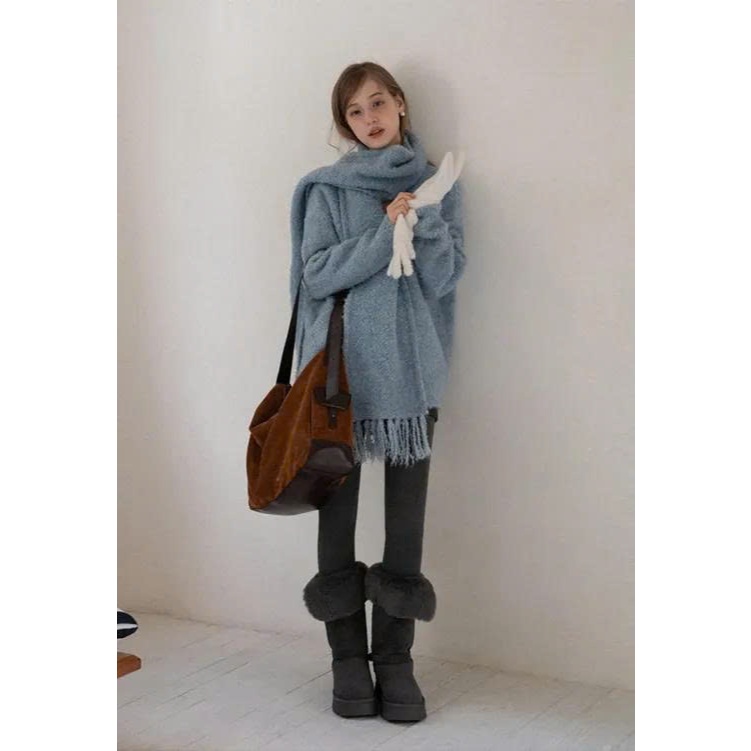 [EGGKA] E25A40131AF E25E40125AF Áo khoác len cardigan ấm áp cho nữ