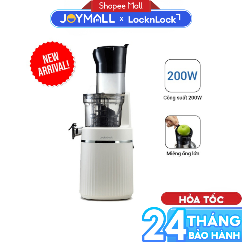 Máy ép chậm trái cây LocknLock EJJ421IVY 200W, Hàng chính hãng, miệng rộng, 2 chế độ ép - JoyMall
