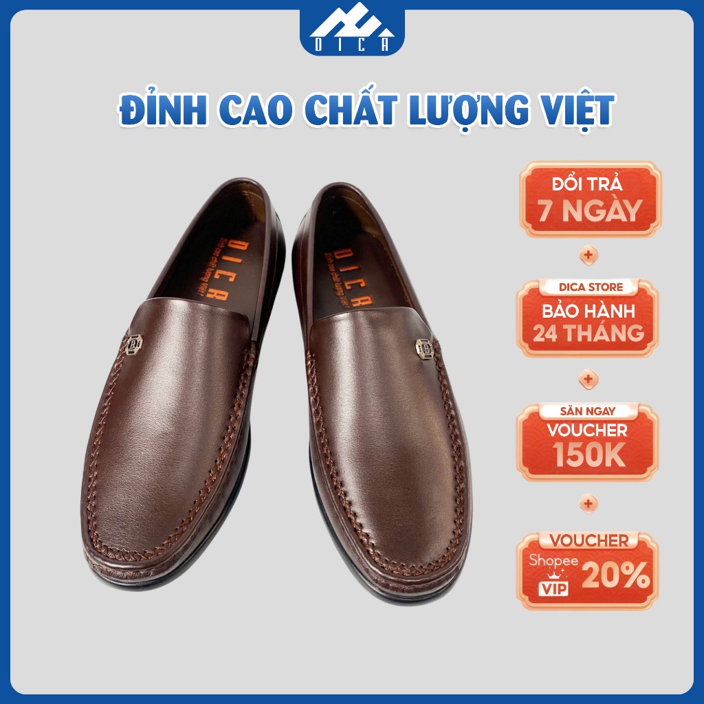 Giày Da Nam DICA Mẫu Mới 2026, Màu Nâu Đính Họa Tiết Tinh Tế, Sang Trọng Chuẩn Quý Ông, Chất Da Siêu