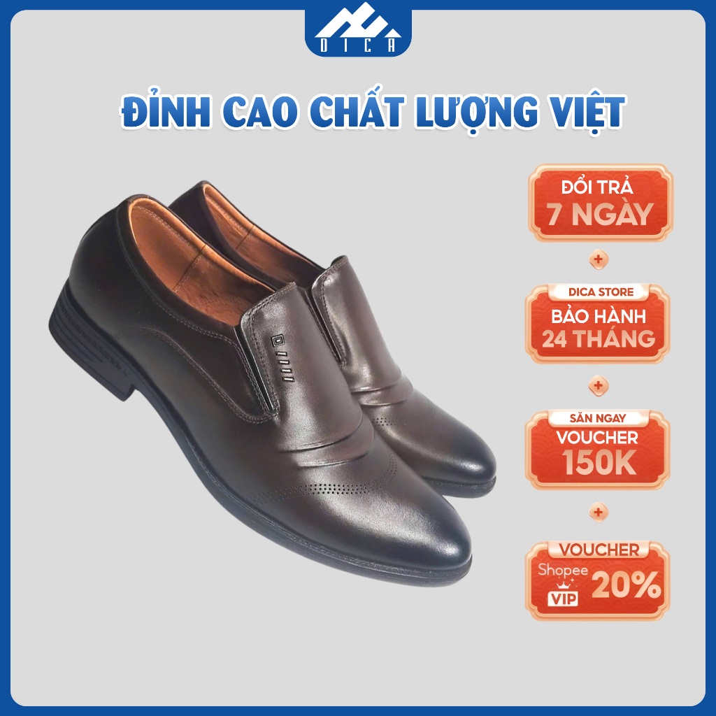 Giày Da Nam DICA Mẫu Mới, Màu Nâu Lịch Lãm, Form Chuẩn, Phong Cách Sang Trọng, Thanh Lịch, Siêu Bền