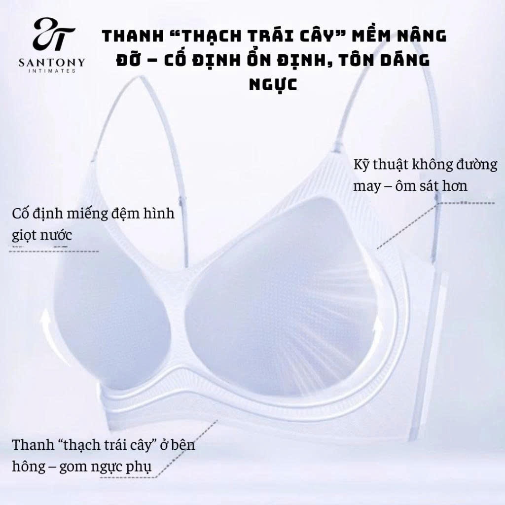 Áo lót nữ nâng ngực gọng gel lên form tự nhiên Santony gọng gel ôm ngực mỏng nhẹ đàn hồi mút ngực thoáng khí 8818 | BigBuy360 - bigbuy360.vn
