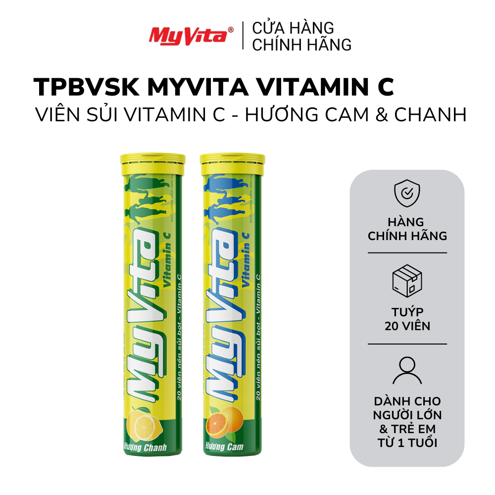 [HÀNG TẶNG KHÔNG BÁN] Viên sủi TPBVSK MyVita Vitamin C, 20 viên/ tuýp