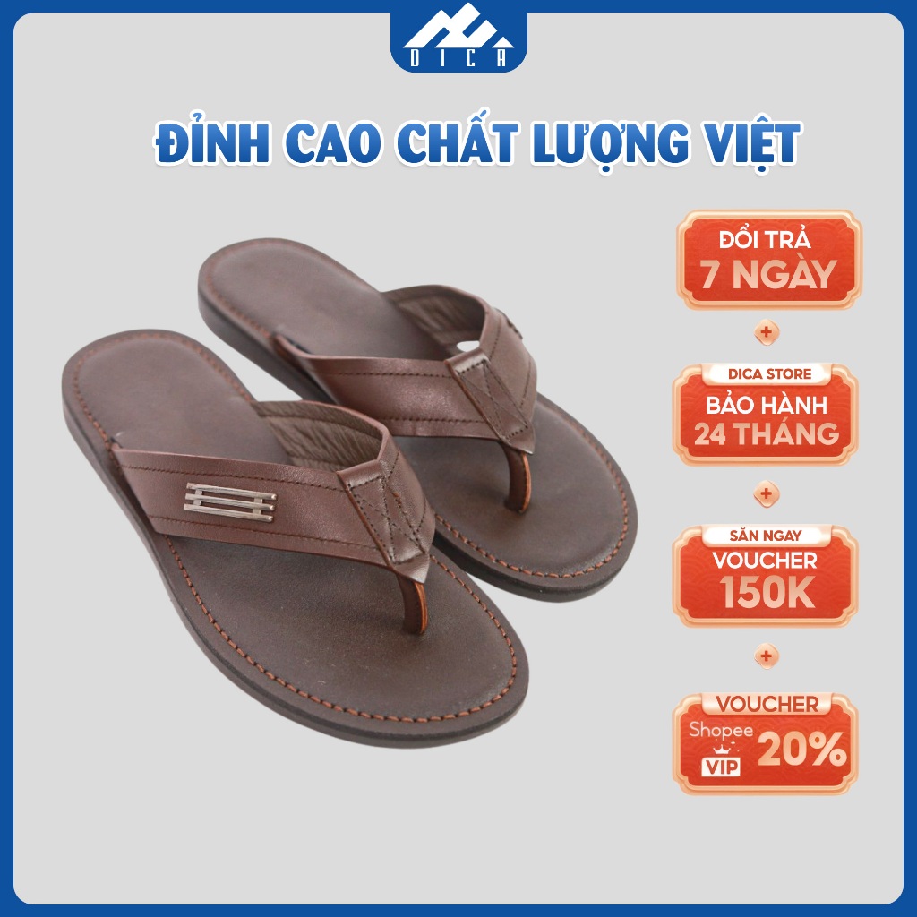 Dép Xỏ Ngón Nam DICA, Dép Kẹp Nam Đẹp, Chất Liệu Da Bò Cao Cấp, Siêu Bền, Đế Êm, Thoáng Khí, Kiểu Ba