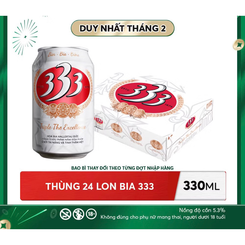 [hỏa tốc] thùng 24 lon bia 333- lon 330ml